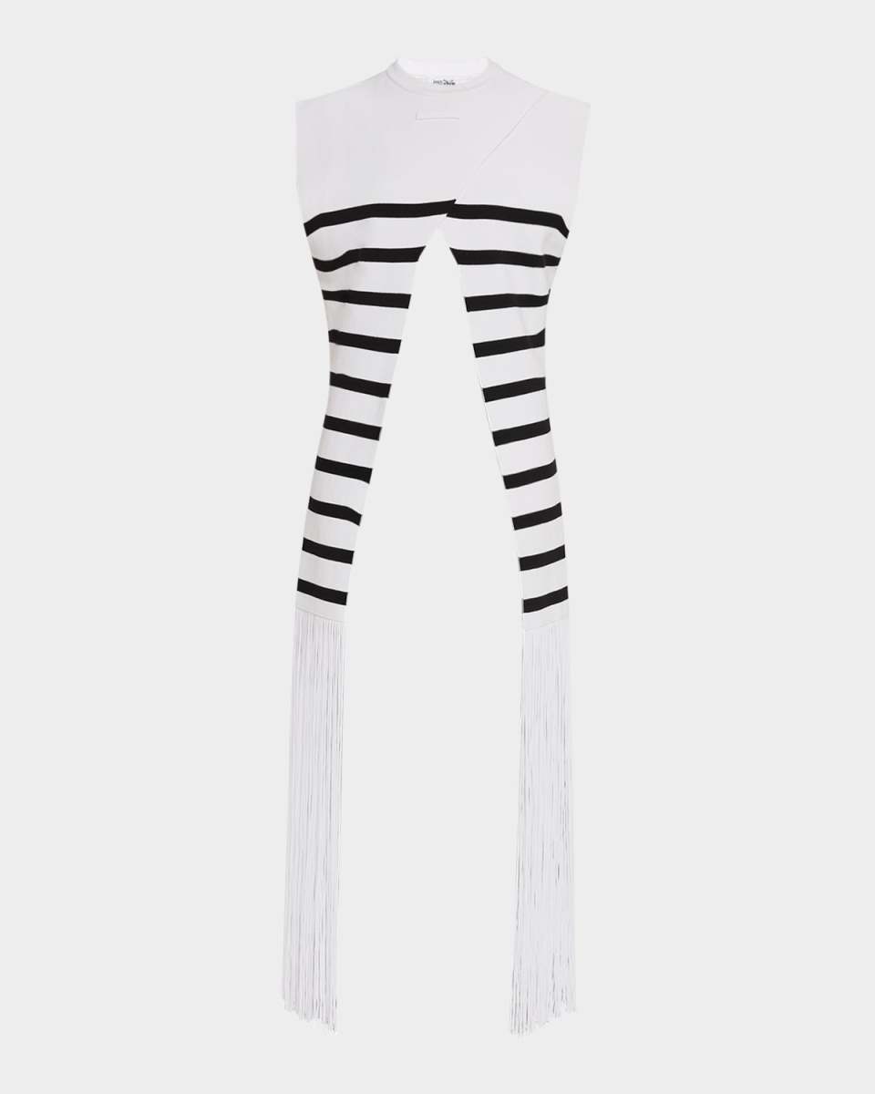Cotton Mariniere Crossed Fringe Top